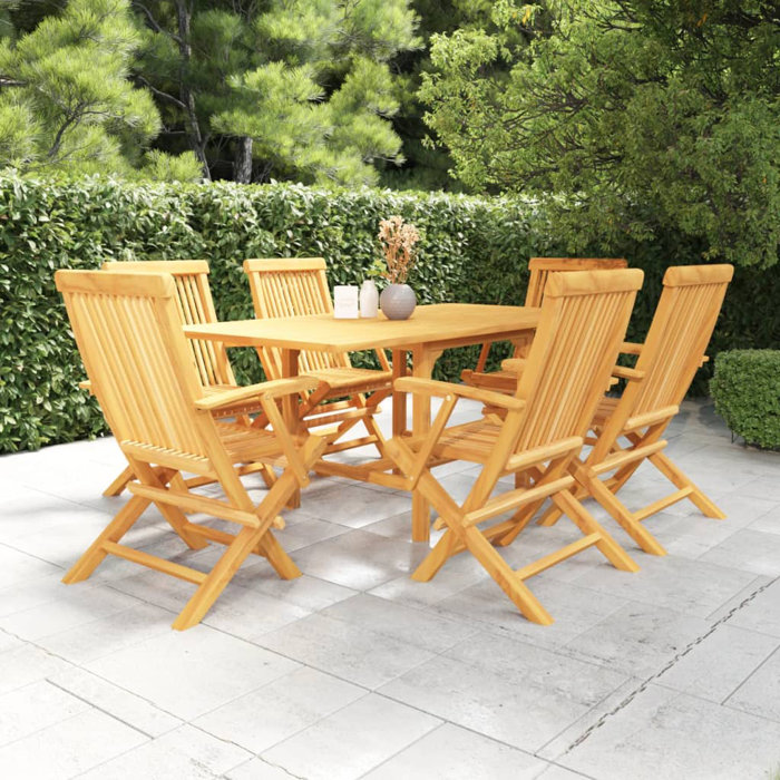 Gracie Oaks Evonnie 6 - Person Rectangular Teak Extendable Outdoor ...